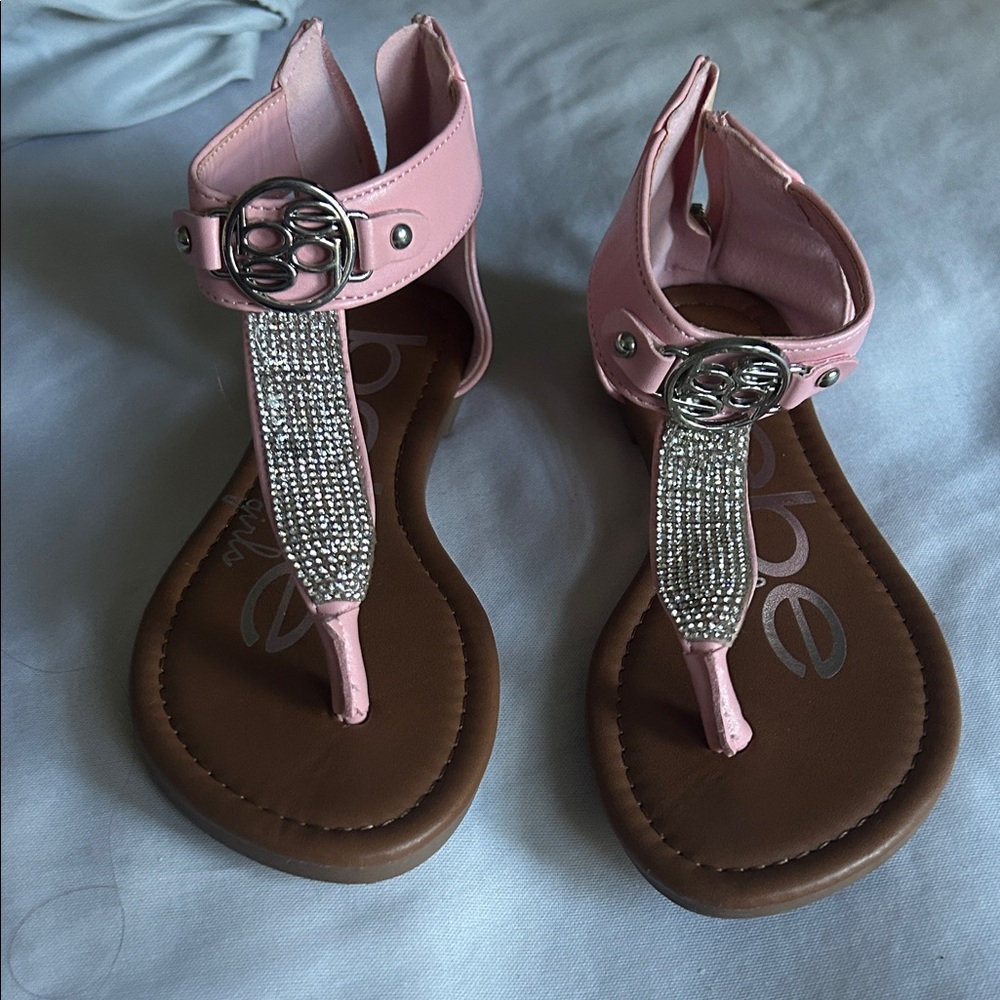 Bebe Light Pink Sandals with Silver Accents
